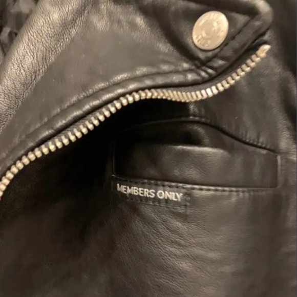 Black Vegan Leather Members Only Men's Moto Jacket - Picture 3 of 8